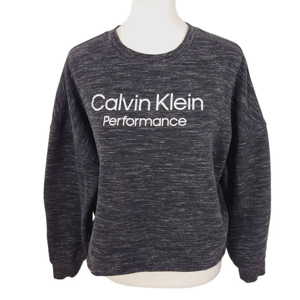 Calvin Klein Performance Gray Cropped Logo Sweatshirt Size Small Gray Sweatshirt